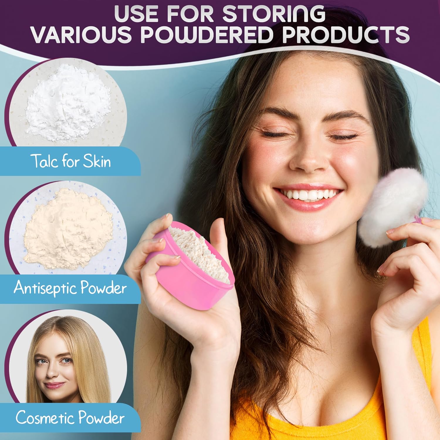 Body Powder Puff And Container - 2Pcs Powder Puff For Body Powder Bath Powder Puff And Container Baby Puffs With Container Travel Kit - Makeup Puffs For Powder Talcum Powder With Puff For Women