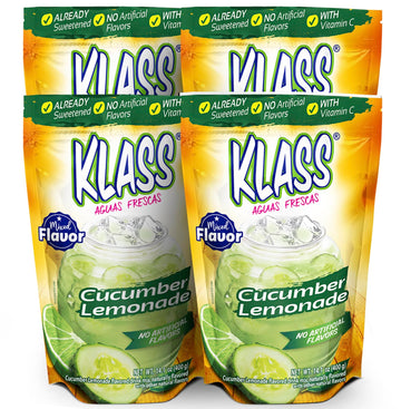 Drink Mix Cucumber Limeade | Klass Aguas Frescas | Flavors From Natural Sources, No Artificial Flavors, With Vitamin C (Makes 7 To 9 Quarts) 14.1 Oz Family Pack (4-Pack)