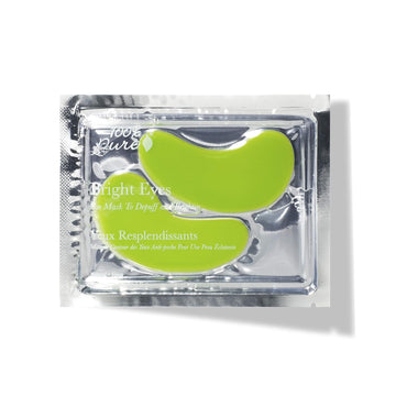 100% Pure Bright Eyes Masks Under Eye Skincare Wrinkle Smoothing Replenishment Diminish Dark Circles, Puffiness - Hydrating & Moisturizing Patches For Tired Eyes & Morning Bags - Vegan - 1 Pack