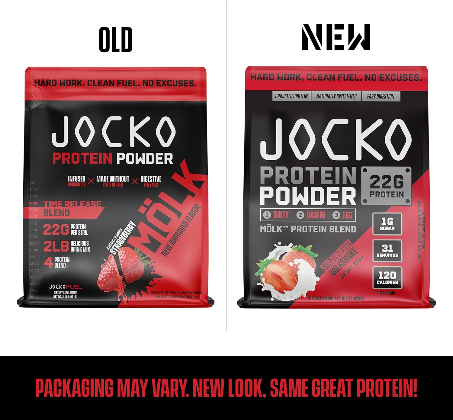 Jocko Mölk Whey Protein Powder 22g Sugar Free Monk Fruit Blend - Muscle Recovery & Growth, Packaging May Vary (31 Servings, Strawberry Milkshake) : Health & Household