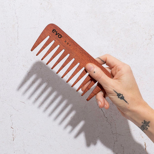 Evo Roy Wide Tooth Comb For Professional Styling Salon Hair - Professional Quality, Detangling, Smoothing & Styling Wooden Brush