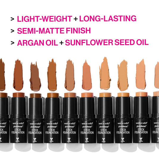 Wet N Wild Photo Focus Matte Foundation Stick Makeup, Classic Ivory | Vegan & Cruelty-Free