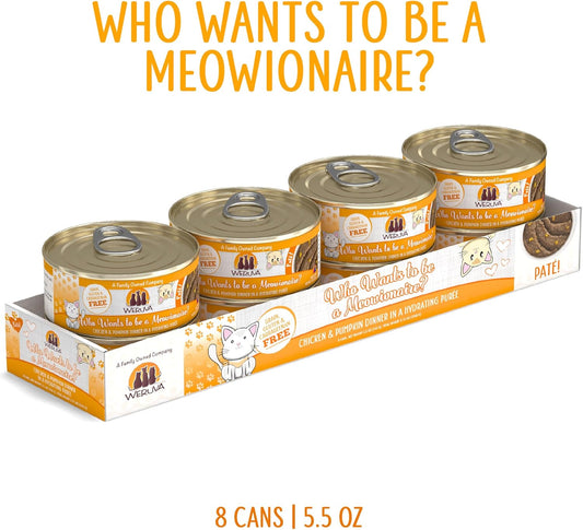 Weruva Classic Cat Paté, Who Wants To Be A Meowionaire With Chicken & Pumpkin, 5.5Oz Can (Pack Of 8)