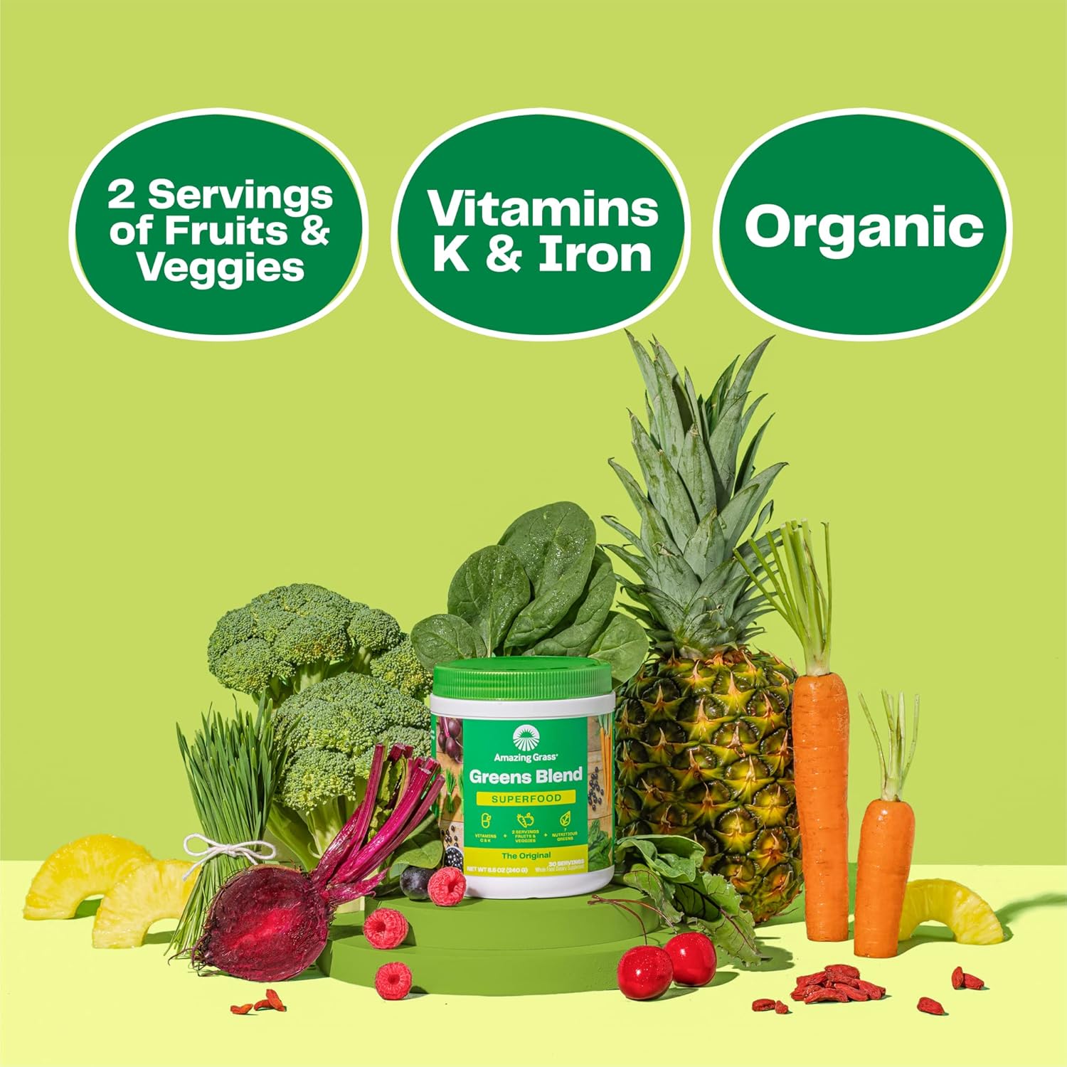 Amazing Grass Greens Superfood Powder: Greens Powder With Digestive Enzymes & Probiotics, Organic Spirulina, Chlorella, And Beet Root Powder, Chocolate, 100 Servings