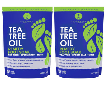 Tea Tree Oil Foot Soak with Epsom Salt & Mint, Feet Soak Helps Stubborn Foot Odor - Foot Bath Salt Softens Calluses & Soothes Sore Tired Feet, 14 Ounce (Pack of 2)