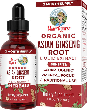 Maryruth Organics Herbal Supplement Drop, Antioxidant, Boost Energy, Pack Of 1, Ginseng Root For Vitality, Supports Focus And Endurance, Vegan, Non-Gmo, Gluten Free, 1 Fluid Ounces