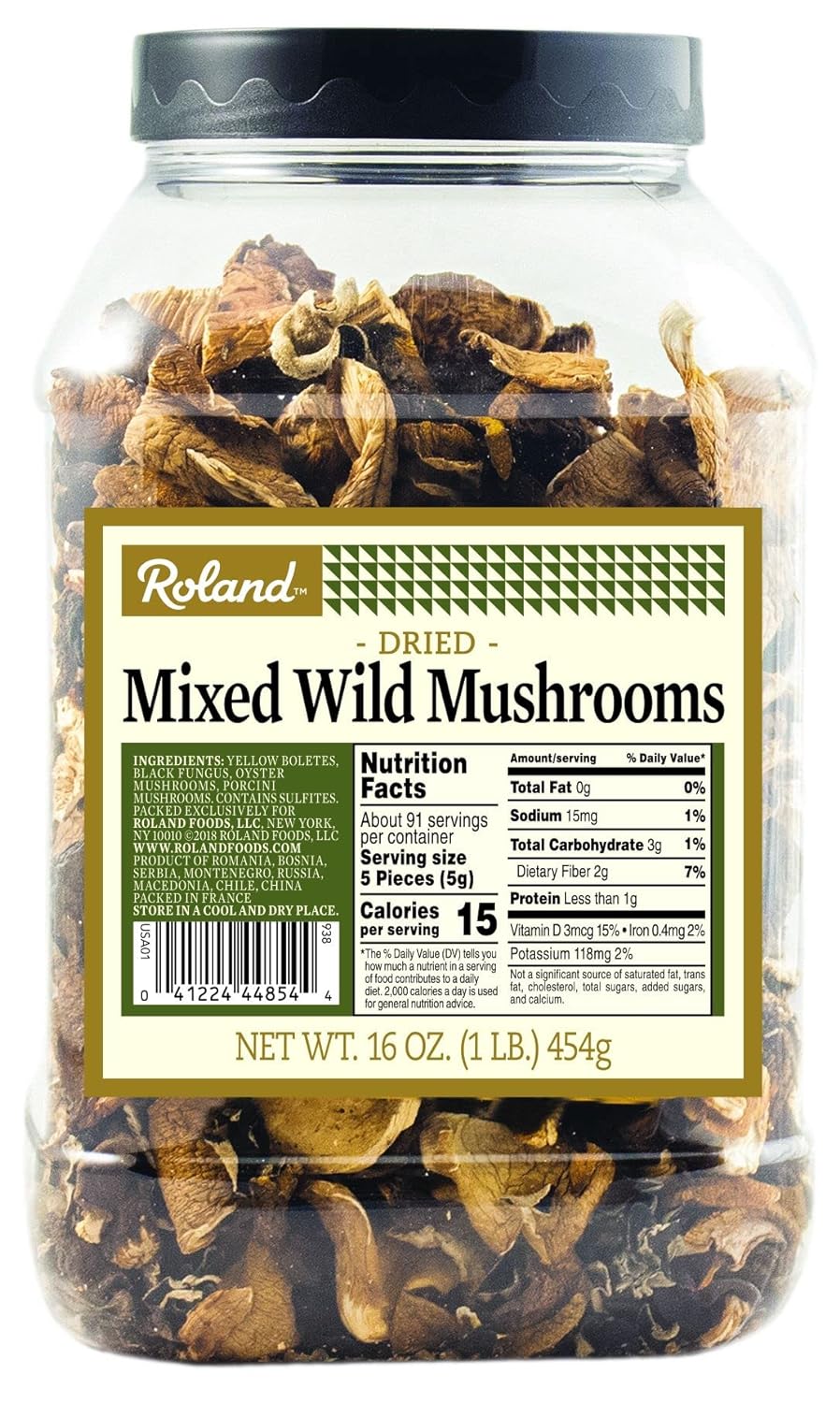 Roland Foods Dried Mixed Wild Mushrooms Specialty Imported Food ,16 Ounce (Pack of 1)