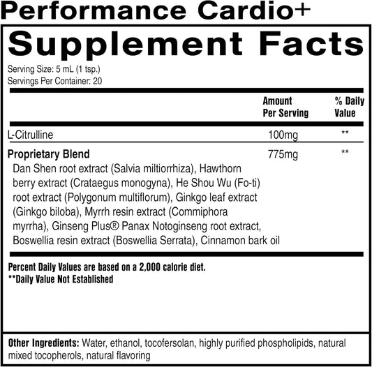 Quicksilver Scientific Performance Cardio+ - Herbal Supplement to Support Blood Circulation & Brain Health - Cardiovascular Supplement with Hawthorn Berry + He Shou Wu + Ginseng Extract (3.38 oz) : Health & Household