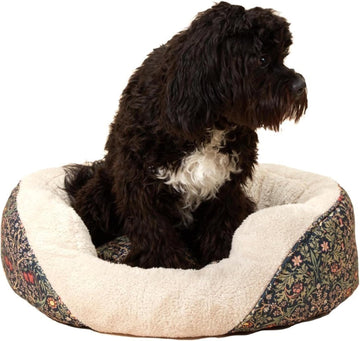 William Morris At Home Super-Soft Fleece Lining Cosy Bed For Pet Dog And Cat Dark Green