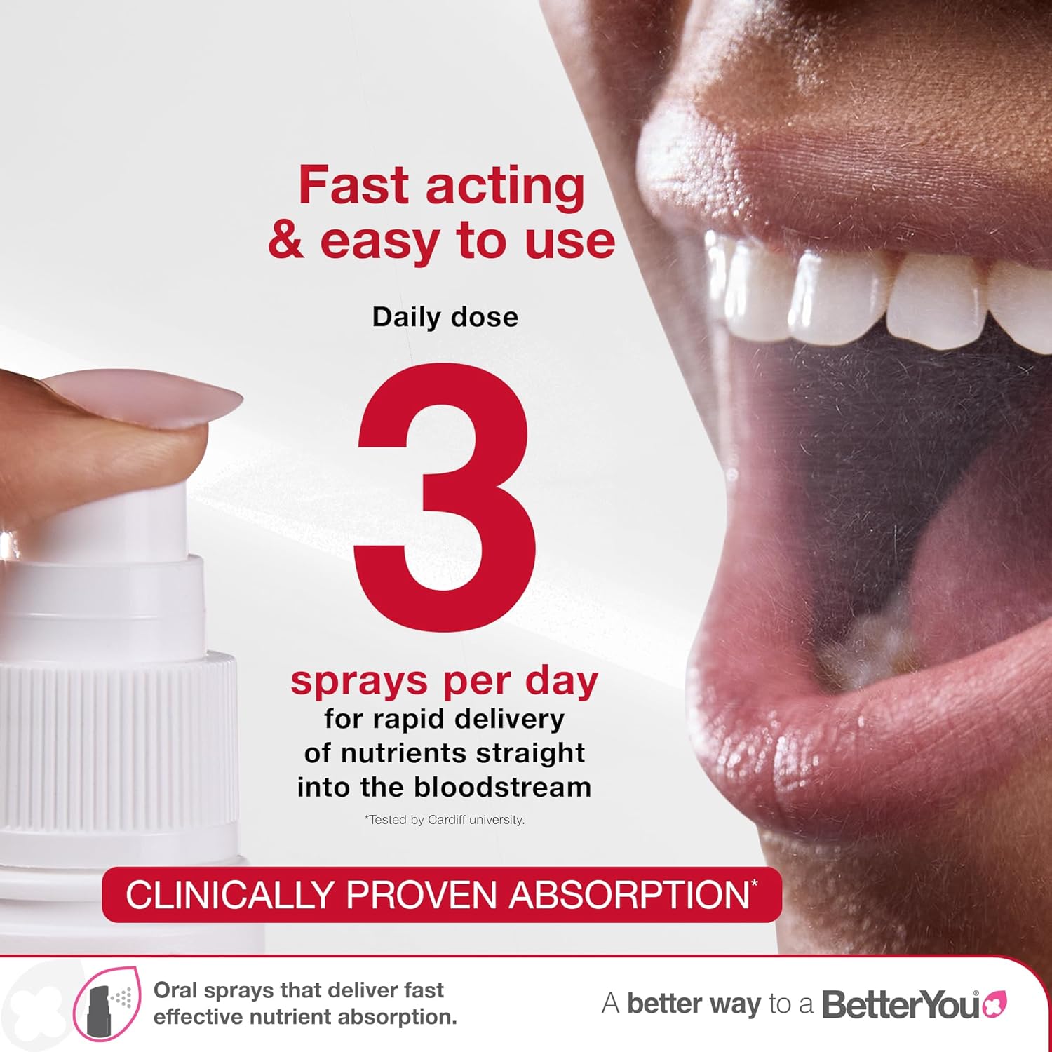 BetterYou Vitamin D3 K2 Oral Spray, Fast Acting Vitamin D 3000 IU + Vitamin K2 (MK7) Supplement, Supports Bones, Teeth, Immune System & Blood Clotting, 1-Month Supply, Natural Peppermint Flavour : Amazon.co.uk: Health & Personal Care