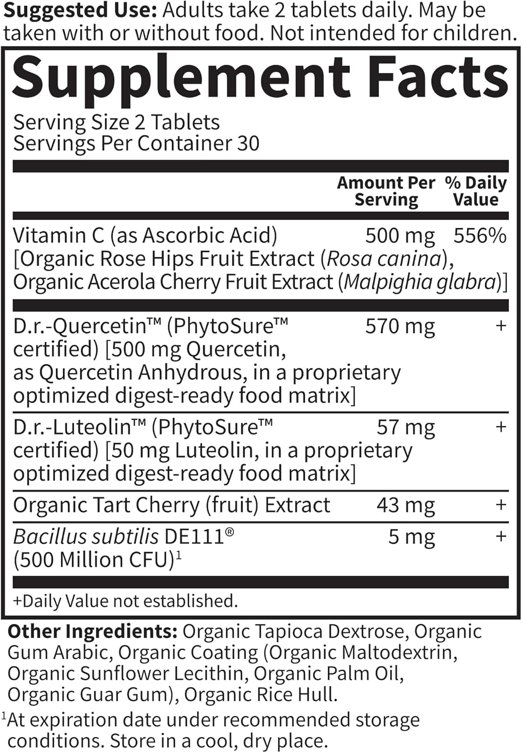 Garden Of Life Quercetin Probiotic & Uric Acid Support With Tart Cherry, Vitamin C From Organic Acerola And Rose Hips Plus Luteolin – Dr Formulated – Gluten Free, Non Gmo – 60 Tablets