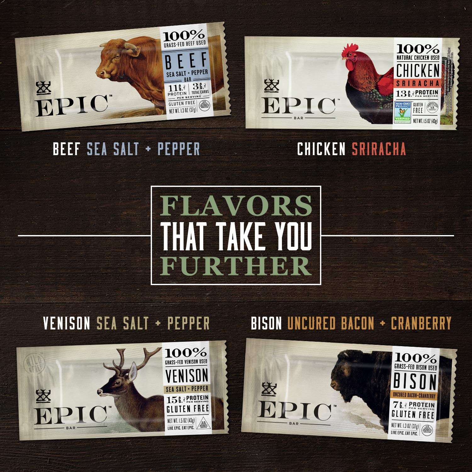 EPIC Protein Bars, Beef Jalapeño, Keto and Paleo Friendly, 1.3 oz, 12 ct : Grocery & Gourmet Food