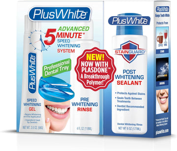 Plus White Advanced 5 Minute Speed Whitening System - Pre & Post Whitening Rinse - Brighten Teeth & Prevent Stains - Professional At-Home Teeth Whitening System - Dentist Approved Ingredients