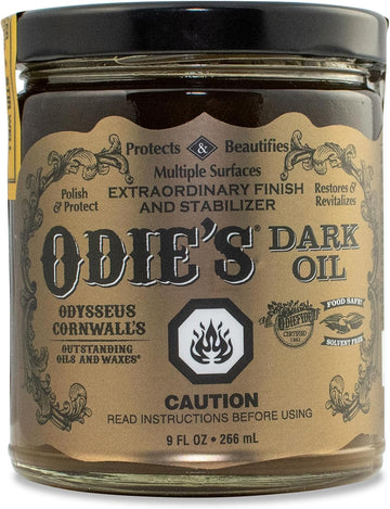 ODIE'S Dark •Finish and Stabilizer for Wood •Darkens with Age •9 Ounce Glass Jar •Food Safe and Solvent Free Non Toxic Finish with Amazing One Coat Application and Leaves a Lustrous Sheen : Health & Household