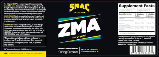 Snac Zma The Original Recovery & Sleep Supplement, Promotes Muscle Recovery, Immune Support & Restorative Sleep With Zinc, Magnesium & Vitamin B6 (90 Veggie Capsules)
