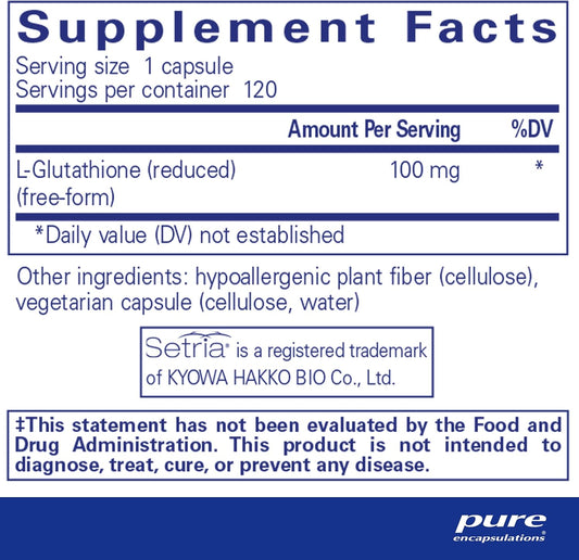 Pure Encapsulations Reduced Glutathione | Hypoallergenic Antioxidant Supplement To Support Liver And Cell Health* | 120 Capsules