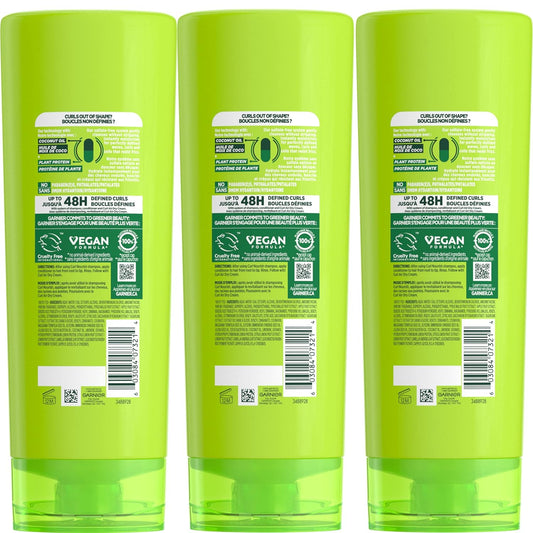 Garnier Fructis Curl Nourish Sulfate Free Moisturizing Conditioner, 12 Fl Oz, 3 Count (Packaging May Vary)