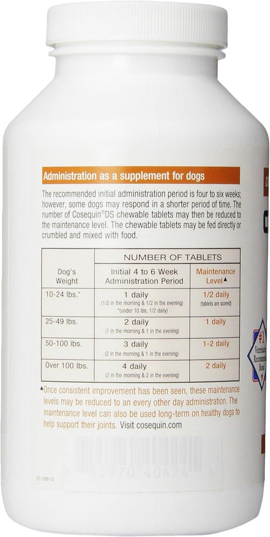 Nutramax Cosequin DS Joint Health Supplement for Dogs - With Glucosamine and Chondroitin, 2 Pack, 500 Total Chewable Tablets