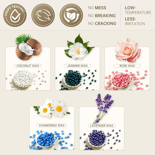 Lifestance Wax Beads Set, 4 Kinds Of Waxing Beads, Hard Wax Beans With 44 Items, Perfect For Any Waxing Warmers For Hair Removal For Brazilian Bikini, Brazilian, Legs, Body