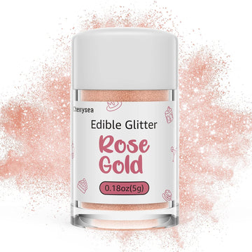 Edible Glitter,Drink Glitter Edible Dust, Edible Sparkles For Food Cupcakes,Cookies,Candy Sugar,Pops,Kosher Halal Certified Food Grade Coloring For Wines,Cocktails,Champagne,Beverages - Rose Gold