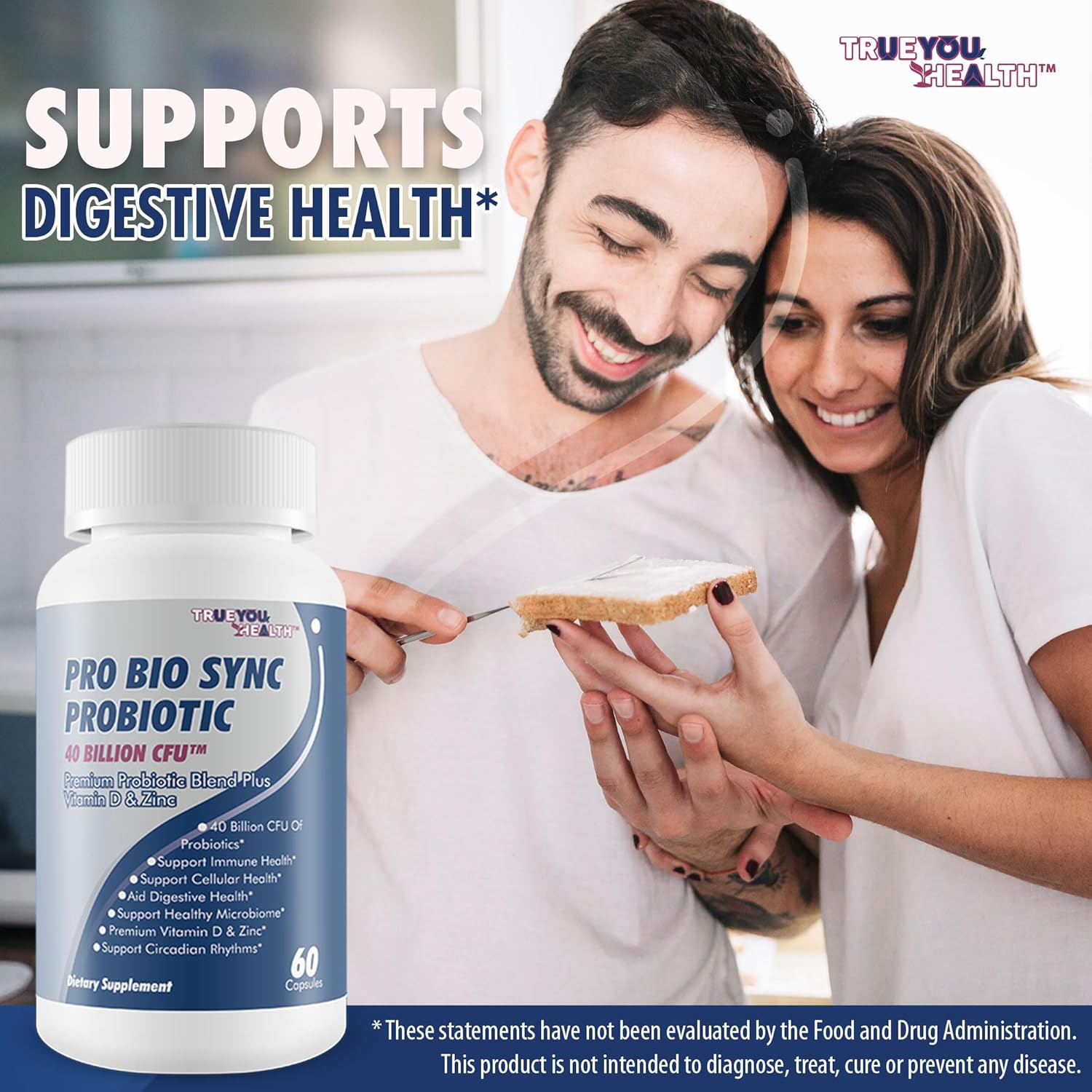 Pro Bio Sync Probiotic 40 Billion Cfu - Premium Probiotic Supplement With Immune Support - Help Improve Gut Microbiome - Multiple Health Benefits - Support Digestion, Cellular Health, Circadian Rhythm : Health & Household