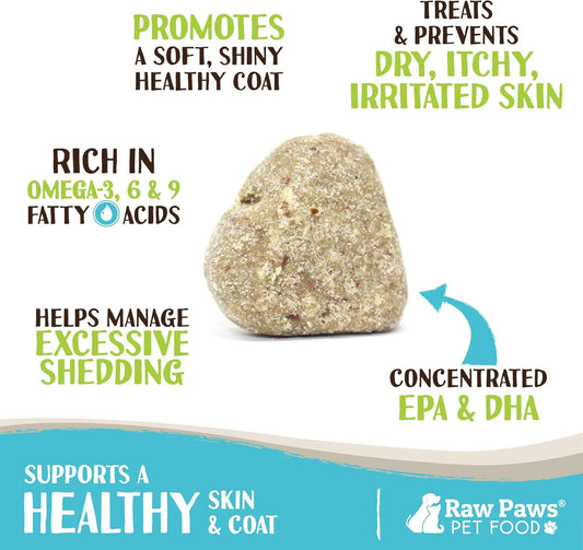 Raw Paws Skin & Coat Treats For Dogs, 10-Oz/100-Ct - Usa Made - Coconut & Salmon Omega 3 Dog Treats, Soft Skin Chews - Dry Skin Dog Treats Support Healthy Dog Coat - Skin And Coat Supplement For Dogs