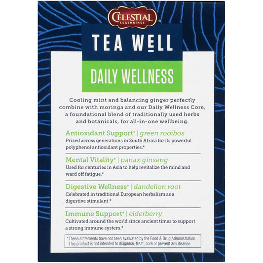 Celestial Seasonings Teawell Herbal Tea, Daily Wellness, Organic Ginger Mint, 12 Count (Packaging May Vary)