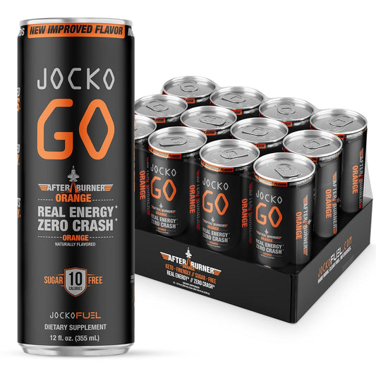 Jocko Go Energy Drink Bundle - Orange & Blue Raspberry (24 Cans) 2 Flavors