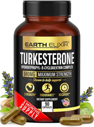 Turkesterone 840 Mg (90 Capsules) – Made In Usa - 3Rd Party Tested - 100% Pure Turkesterone Supplement For Men & Women - Ajuga Turkestanica Extract - Increase Natural Energy & Strength