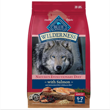 Blue Buffalo Wilderness Natural High-Protein Dry Food For Adult Dogs, Salmon Recipe, 28-Lb. Bag