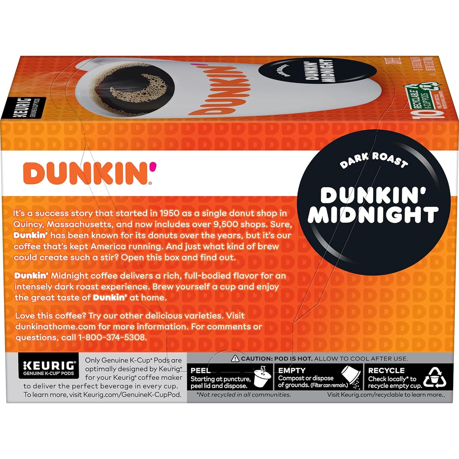 Dunkin' Midnight Dark Roast Coffee, 60 Keurig K-Cup Pods : Everything Else