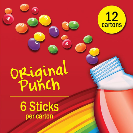 Skittles Singles To Go Original Punch, Powdered Drink Mix, Zero Sugar, Low Calorie, Includes 12 Boxes, 6 Servings Per Box, 72 Total Servings,6 Count (Pack Of 12)