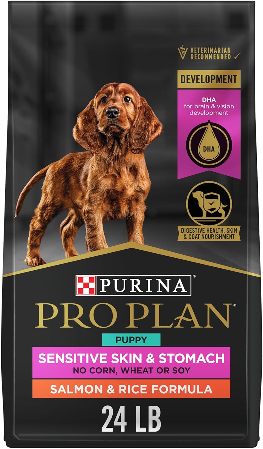 Purina Pro Plan Sensitive Skin and Stomach Dog Food Puppy Salmon and Rice Formula - 24 lb. Bag