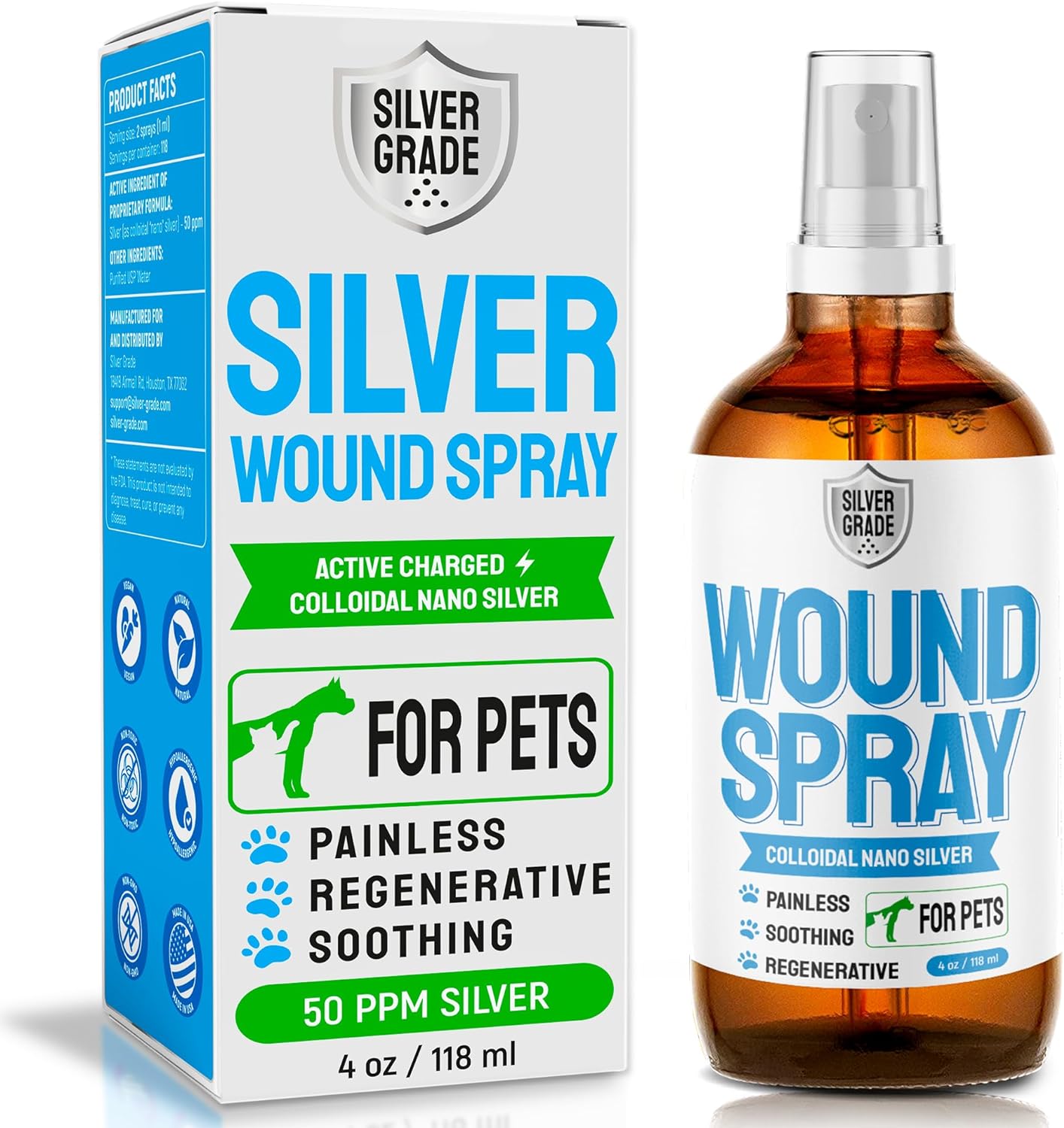 Wound Spray For Pets  Colloidal Silver Wound And Skin Care For Dogs & Cats  Helps With Rashes, Hot Spots, Itch, Scratching, Skin Irritation, Bites & Burns  Safe If Licked (4 Oz)
