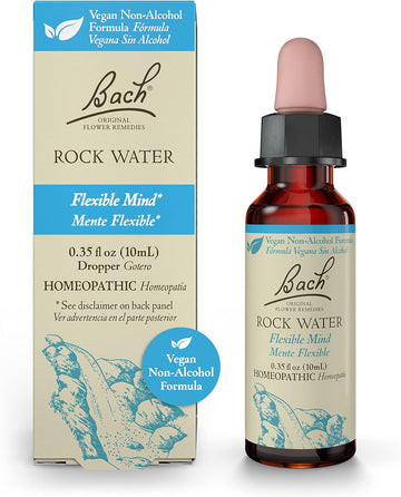Bach Original Flower Remedies, Rock Water for Flexibility (Non-Alcohol Formula), Natural Homeopathic Flower Essence, Holistic Wellness and Stress Relief, Vegan, 10mL Dropper