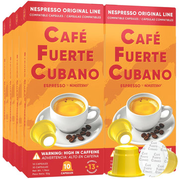 Café Fuerte Cubano, Espresso Pods, Nespresso Capsules Compatible With Originalline Machines, Strong Cuban Coffee, Ristretto Cafecito, Intensity 13, Dark Roast, High In Caffeine (80 Count)