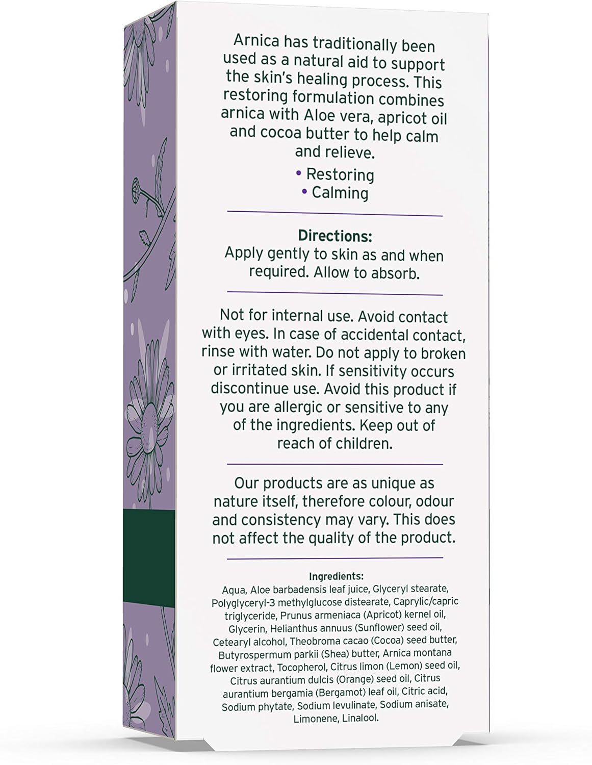 Aloe Pura, Arnica Cream with Organic Aloe Vera, Natural, Vegan, Cruelty Free, Paraben & SLS Free, Restoring, 50 ml : Amazon.co.uk: Beauty