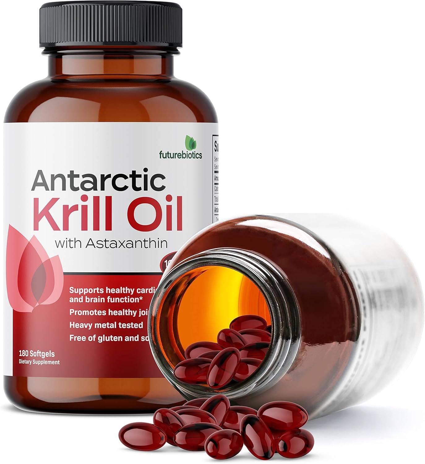 Futurebiotics Antarctic Krill Oil 1000mg with Omega-3s EPA, DHA, Astaxanthin and Phospholipids - 100% Pure Premium Krill Oil Heavy Metal Tested, Non GMO – 180 Softgels (90 Servings) : Health & Household