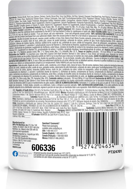 Hill'S Science Diet Sensitive Stomach & Skin, Adult 1-6, Stomach & Skin Sensitivity Support, Wet Cat Food, Salmon & Tuna Stew, 2.8 Oz Can, Case Of 24