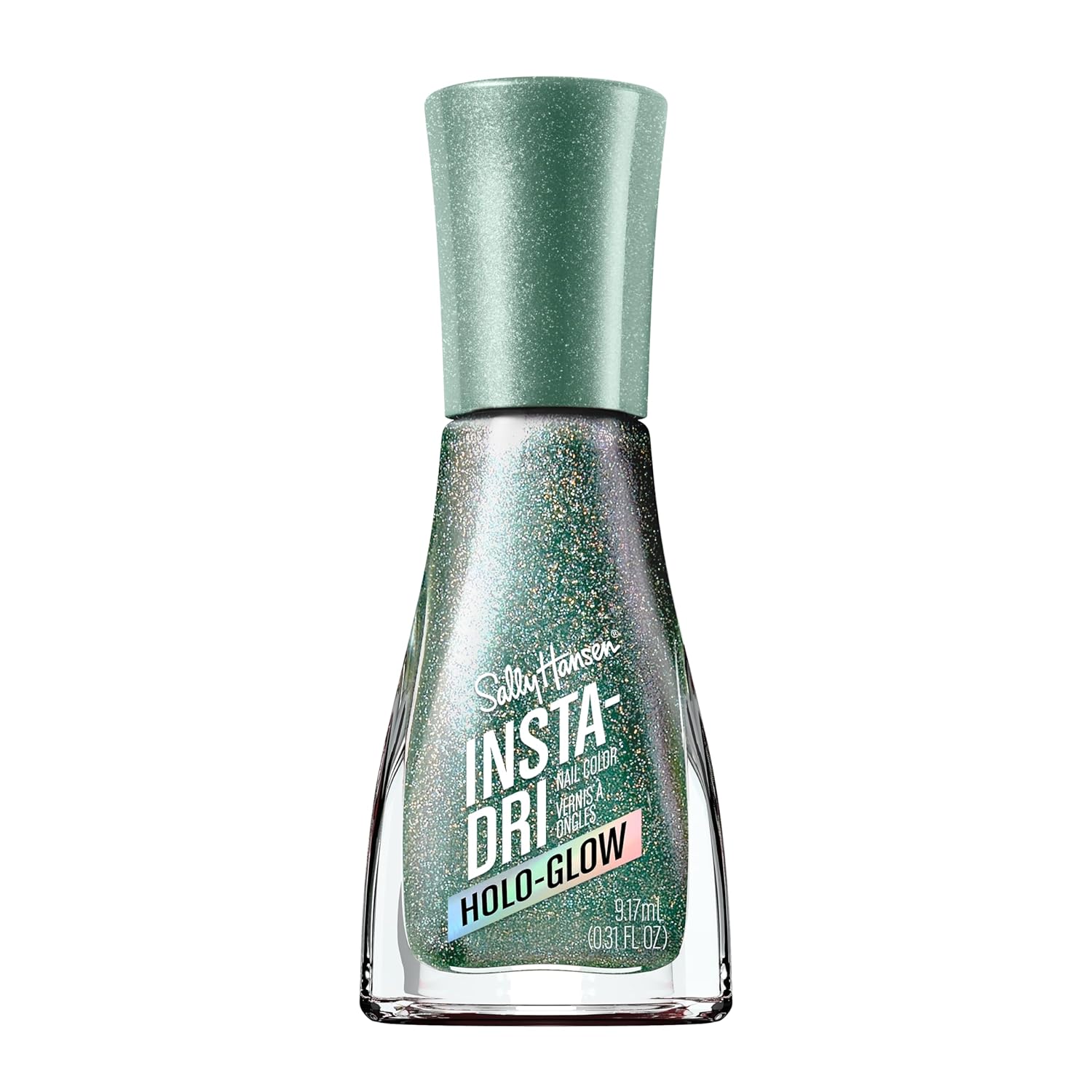 Sally Hansen Insta-Dri® Holo-Glow, All That Shimmers, Quick Dry, Long Lasting, Streak-Free Shine, Metallic Green Nail Polish