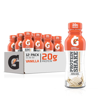 Gatorade Recover Protein Shake, Vanilla, 20G Protein, 11.6 Fl Oz Plastic Bottle, Pack Of 12