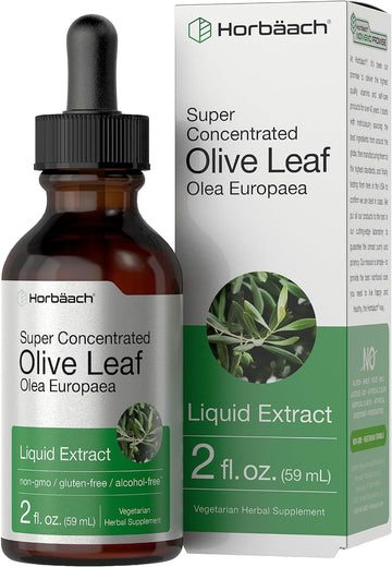 Horbäach Olive Leaf Extract Liquid | 2 Fl Oz | Super Strength | Alcohol Free, Vegetarian, Non-Gmo, Gluten Free