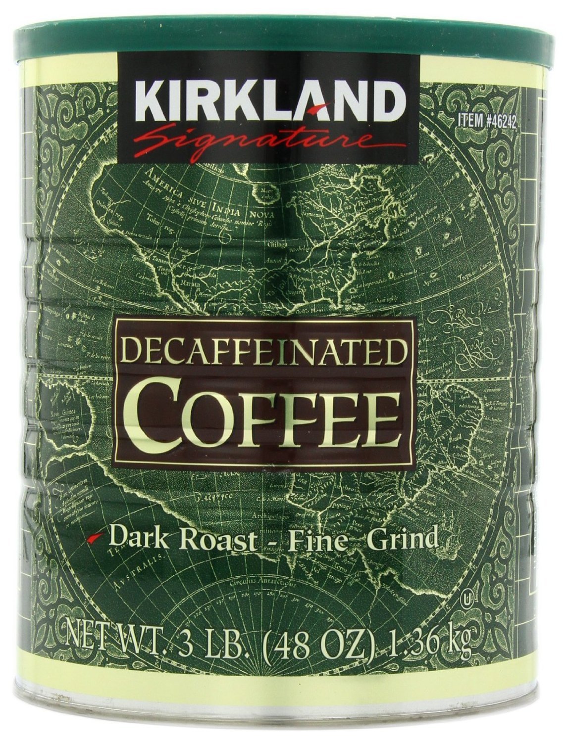 Kirkland Signature 100% Colombian Dark Roast Decaffeinated Ground Coffee - 1.36Kg