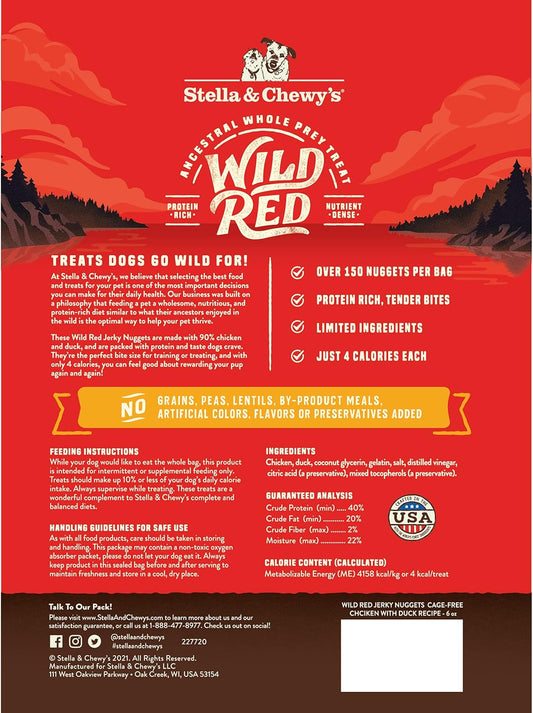 Stella & Chewy'S Wild Red Jerky Nuggets Dog Treats Chicken & Duck Recipe, 6 Oz. Bag