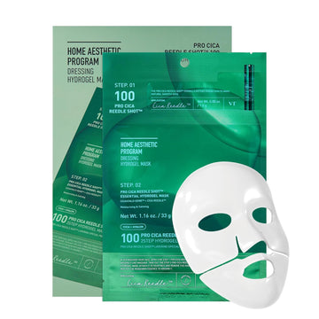 Vt Cosmetics Pro Cica Reedle Shot 100 2-Step Hydrogel Mask(34.5Gx4Ea), Intensive Calming, Exosome Centella Asiatica, Blemish Relief, Overnight Melting Mask, Korean Facial Mask, Valentine Gift