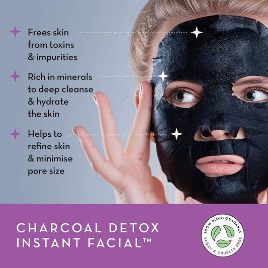 Seoulista Beauty Charcoal Detox Instant Facial – Face Sheet Mask – Dermatologist Created Korean Skin Care (Pack Of 2)
