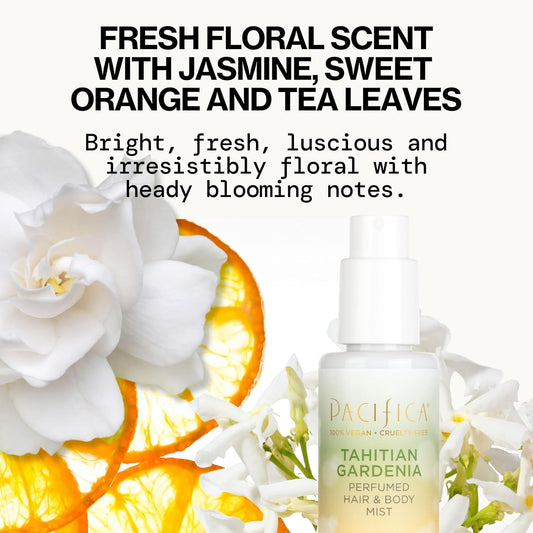 Pacifica Hair Perfume & Body Fragrance Spray Mist - Flower Moon With Jasmine, Peach & Vanilla – Alcohol-Free, Vegan & Cruelty-Free, 6.5 Oz