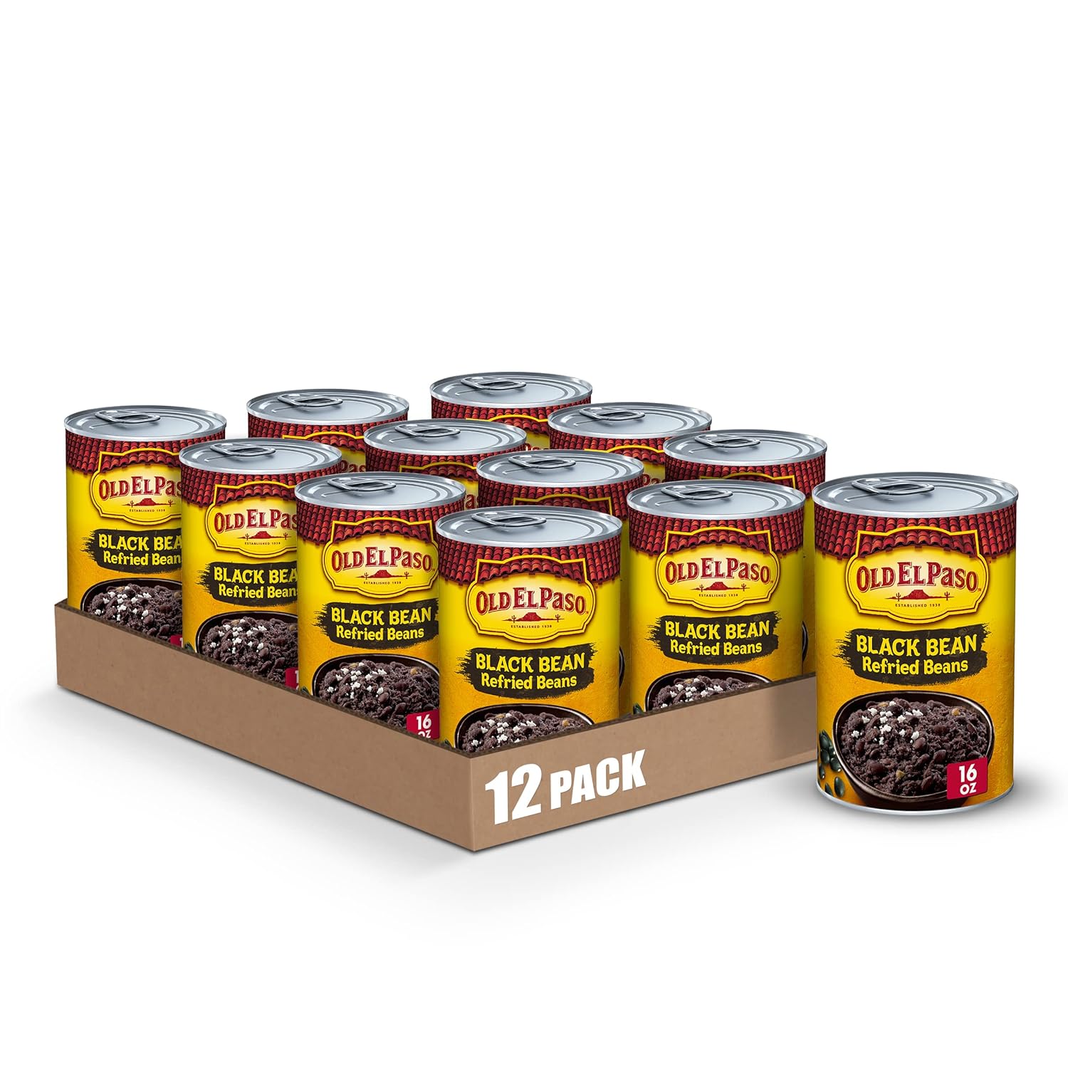 Old El Paso Black Bean Refried Beans, 16 oz. (Pack of 12)