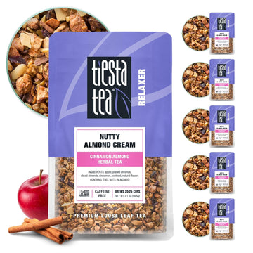 Tiesta Tea - Nutty Almond Cream | Cinnamon Almond Herbal Tea |Premium Loose Leaf Tea Blend |Non-Caffeinated Fruit Tea | Make Hot Or Iced Tea & Up To 25 Cups - 12.6 Ounce Resealable Pouch, Pack Of 6