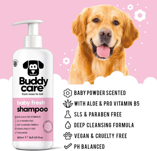 Baby Fresh Dog Shampoo by Buddycare | Deep Cleansing Shampoo for Dogs | Fresh Scented | With Aloe Vera and Pro Vitamin B5 (500ml)?B60004